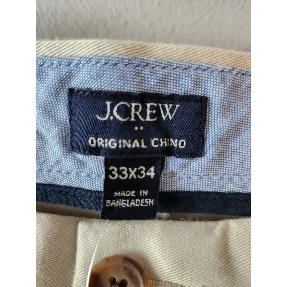 NWT J. Crew Men's Straight-Fit Original Chino Pant Stone 33/34